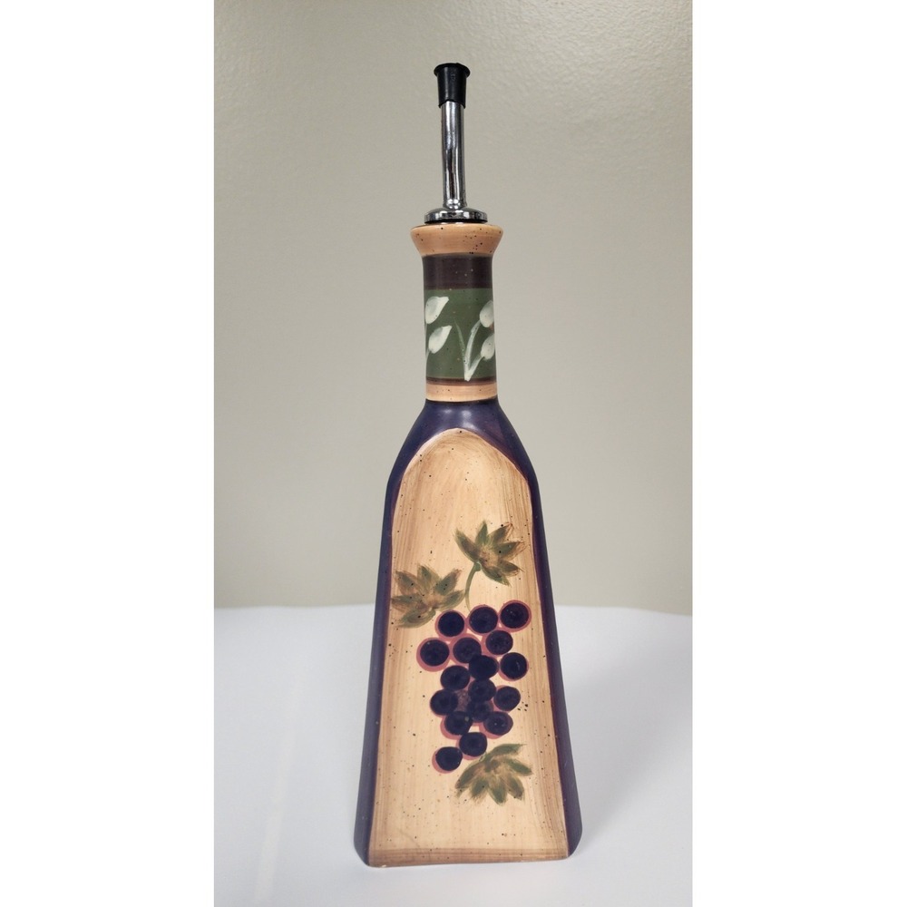 Enesco Julie Ueland Oil and Vinegar Drizzle Bottle Grapes/Olives Tuscan Vibe